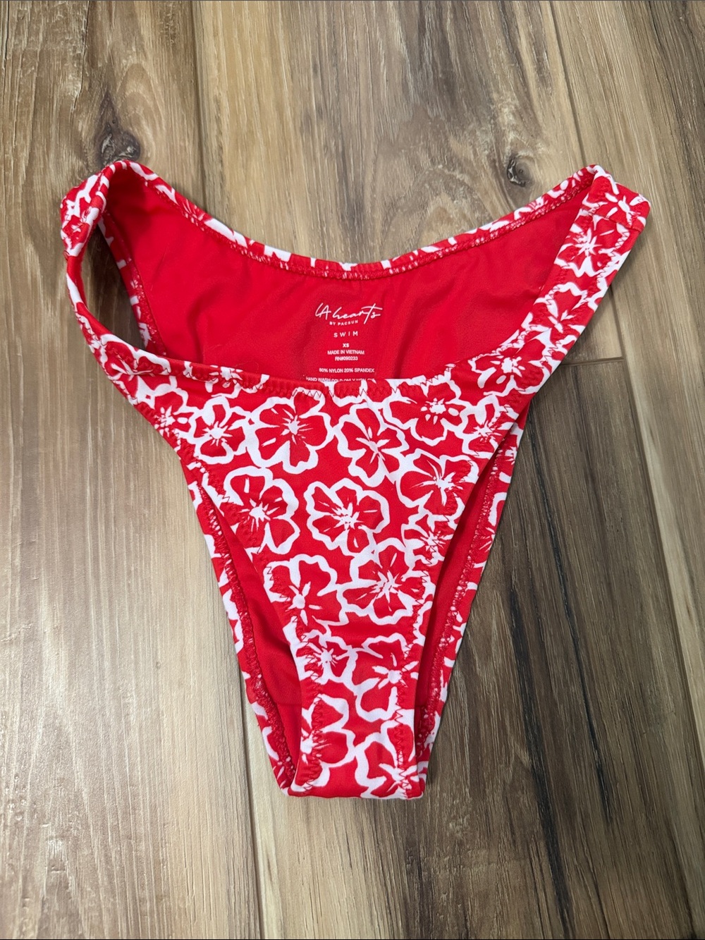 PacSun Red and White Floral High-Cut Bikini Bottom
